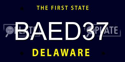 BAED37 Delaware License Plate