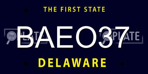 BAEO37 Delaware License Plate