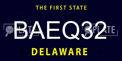 BAEQ32 Delaware License Plate