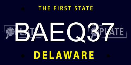 BAEQ37 Delaware License Plate