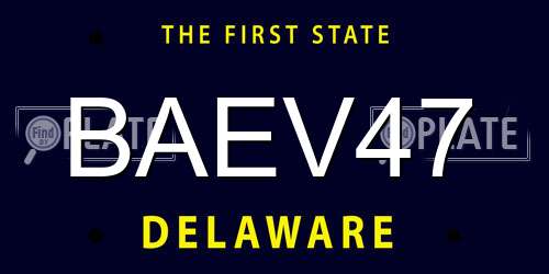 BAEV47 Delaware License Plate
