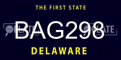 BAG298 Delaware License Plate