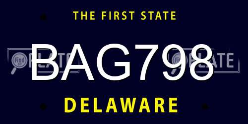 BAG798 Delaware License Plate
