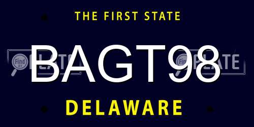 BAGT98 Delaware License Plate