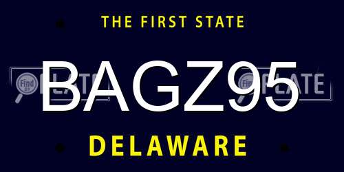 BAGZ95 Delaware License Plate