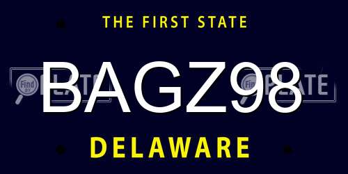 BAGZ98 Delaware License Plate