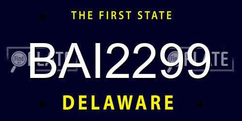 BAI2299 Delaware License Plate