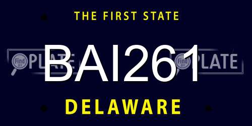 BAI261 Delaware License Plate