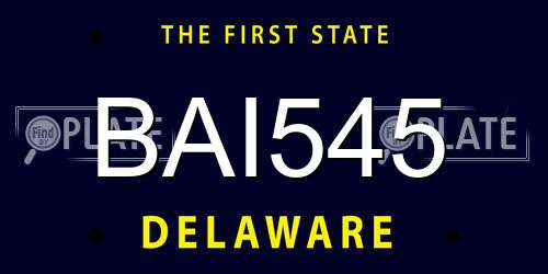 BAI545 Delaware License Plate