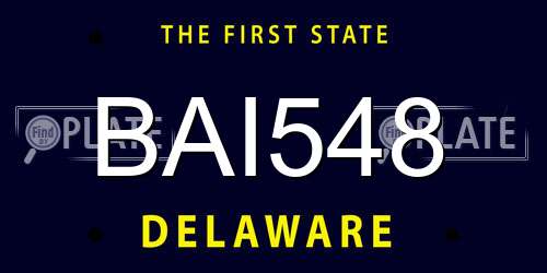 BAI548 Delaware License Plate