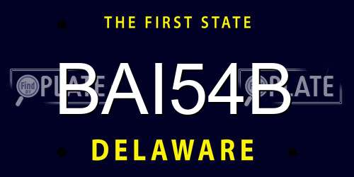 BAI54B Delaware License Plate