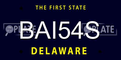 BAI54S Delaware License Plate