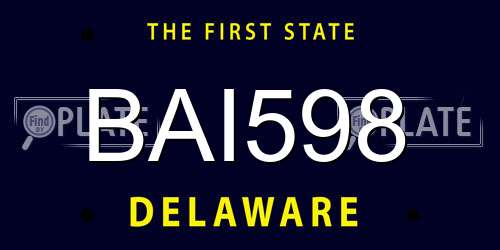 BAI598 Delaware License Plate