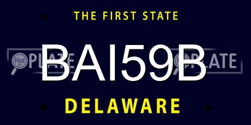 BAI59B Delaware License Plate