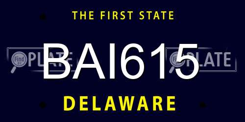 BAI615 Delaware License Plate