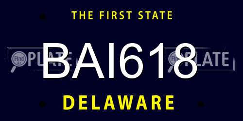BAI618 Delaware License Plate
