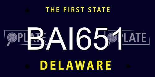 BAI651 Delaware License Plate