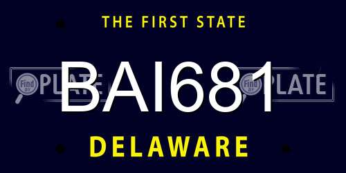 BAI681 Delaware License Plate
