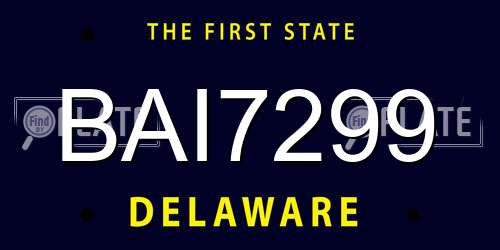 BAI7299 Delaware License Plate