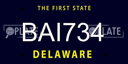 BAI734 Delaware License Plate