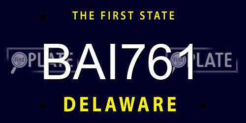 BAI761 Delaware License Plate