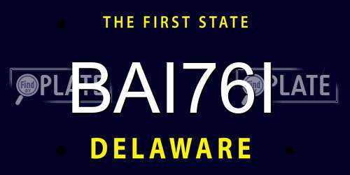 BAI76I Delaware License Plate