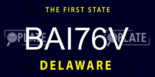 BAI76V Delaware License Plate