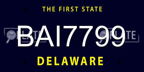 BAI7799 Delaware License Plate