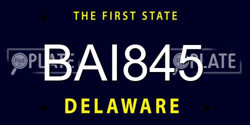 BAI845 Delaware License Plate