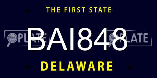 BAI848 Delaware License Plate