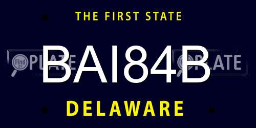 BAI84B Delaware License Plate