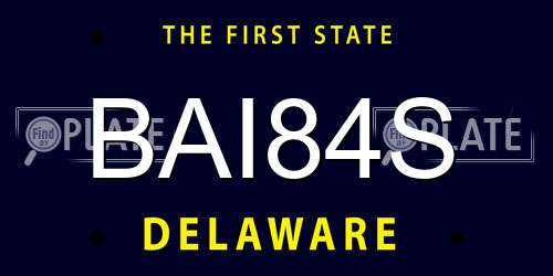 BAI84S Delaware License Plate