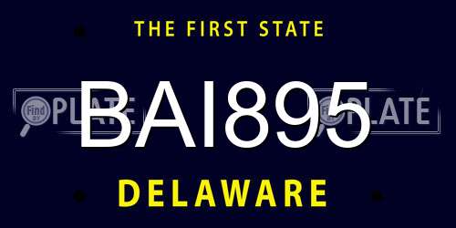BAI895 Delaware License Plate