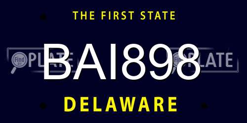 BAI898 Delaware License Plate