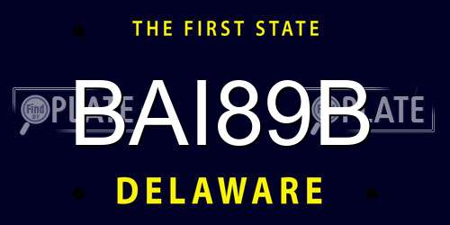 BAI89B Delaware License Plate