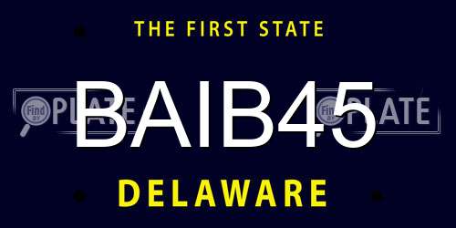 BAIB45 Delaware License Plate