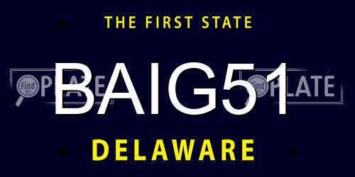 BAIG51 Delaware License Plate