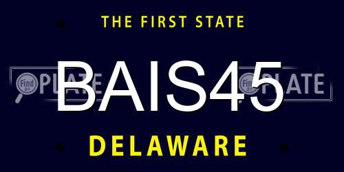 BAIS45 Delaware License Plate