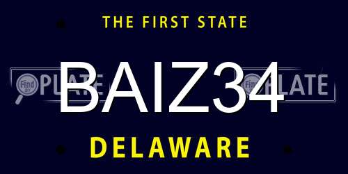 BAIZ34 Delaware License Plate