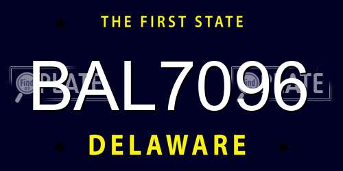 BAL7096 Delaware License Plate