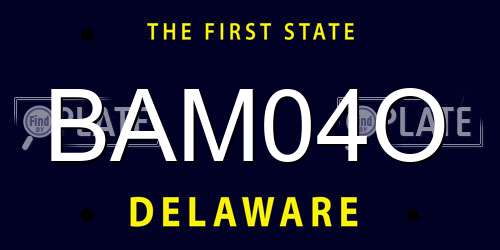 BAM04O Delaware License Plate