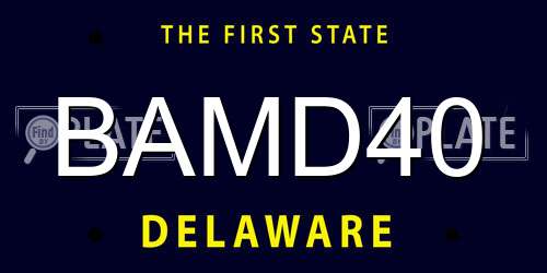 BAMD40 Delaware License Plate