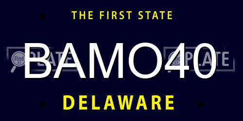 BAMO40 Delaware License Plate