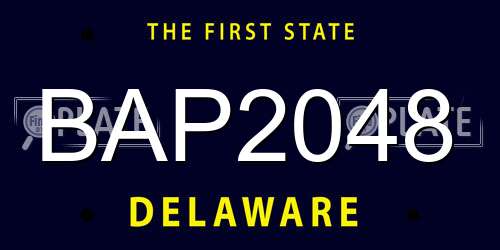 BAP2048 Delaware License Plate
