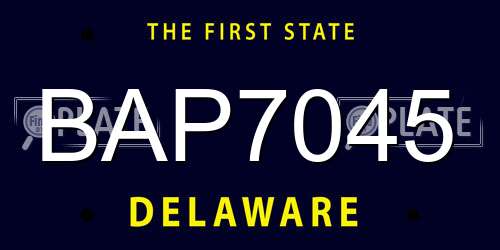 BAP7045 Delaware License Plate