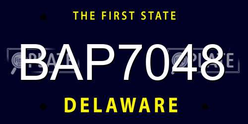 BAP7048 Delaware License Plate