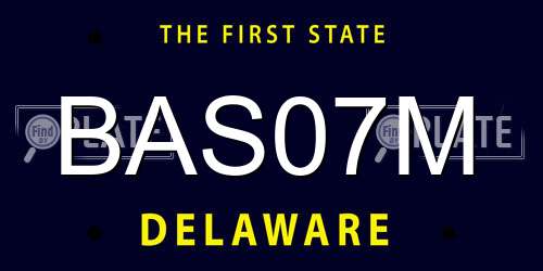 BAS07M Delaware License Plate