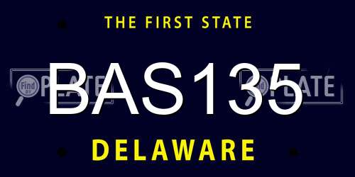 BAS135 Delaware License Plate