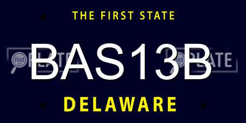 BAS13B Delaware License Plate