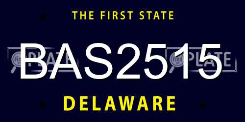 BAS2515 Delaware License Plate